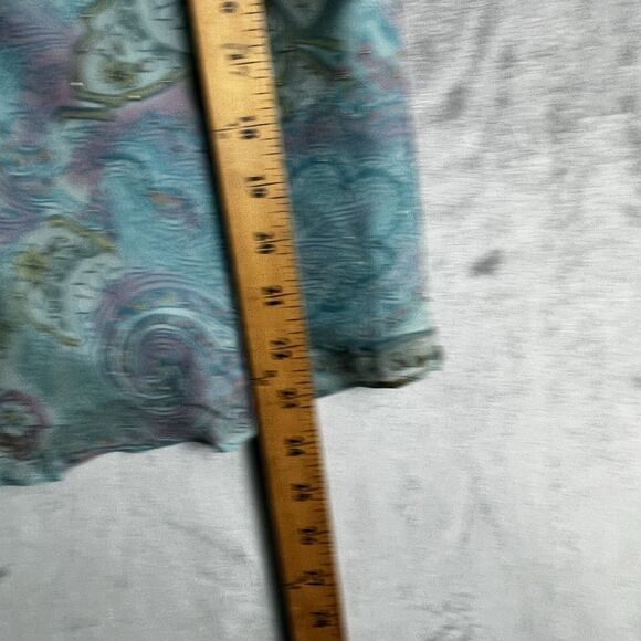 Vintage Ice Top Women Y2K 100% Silk Ruffle Blouse Beaded Fairy Large - Picture 5 of 8